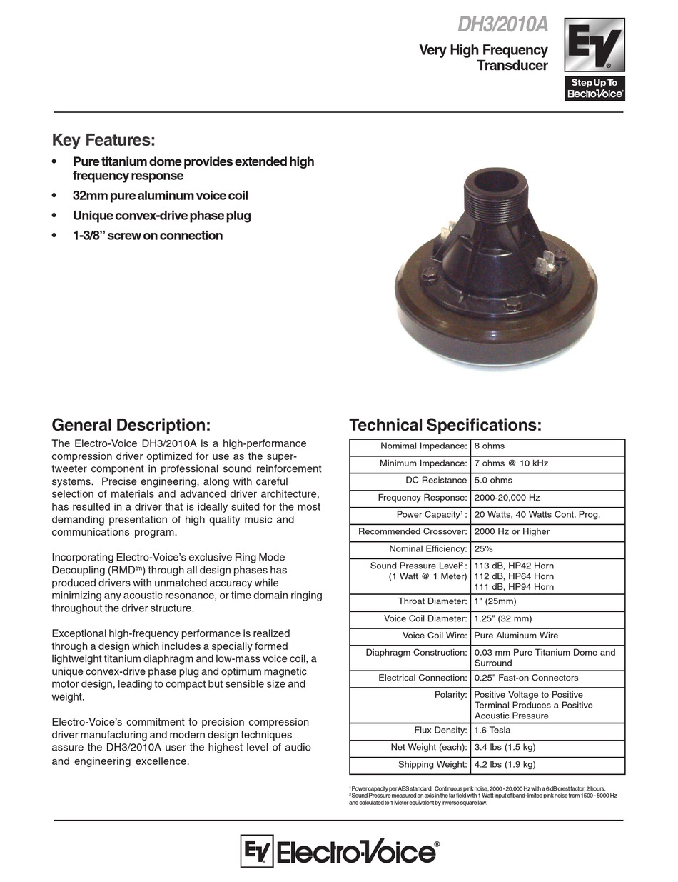 electro voice dh3 diaphragm