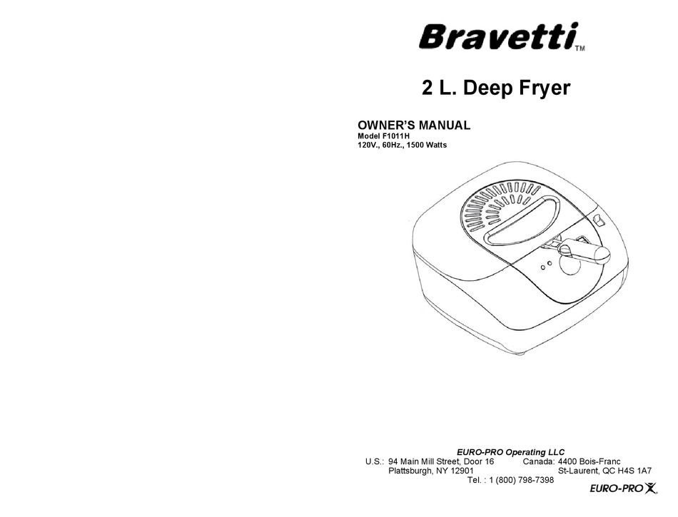 EUROPRO BRAVETTI F1011H OWNER'S MANUAL Pdf Download ManualsLib