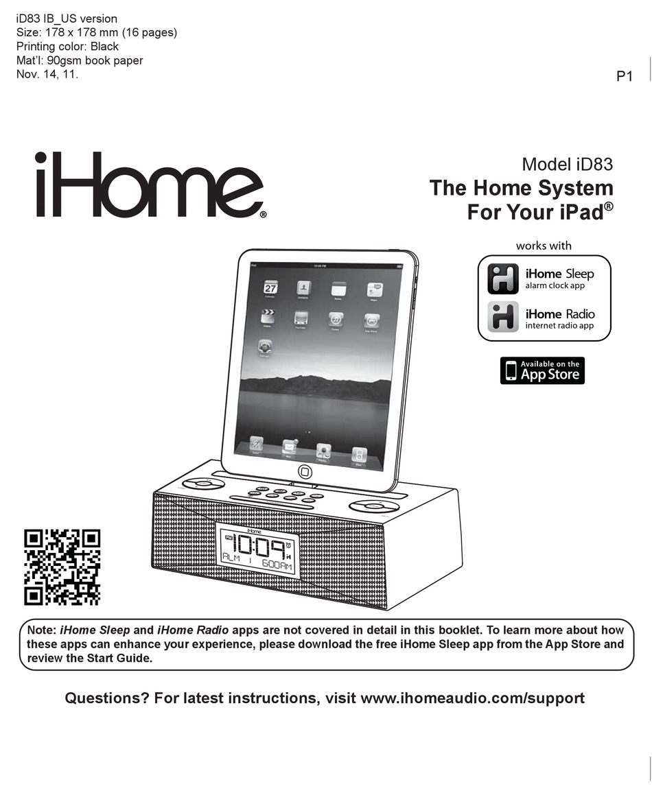 IHOME ID83 INSTRUCTION BOOKLET Pdf Download | ManualsLib