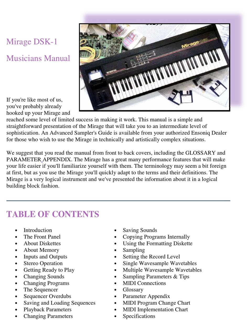 Mirage Dsk 1 Manual Pdf Download Manualslib