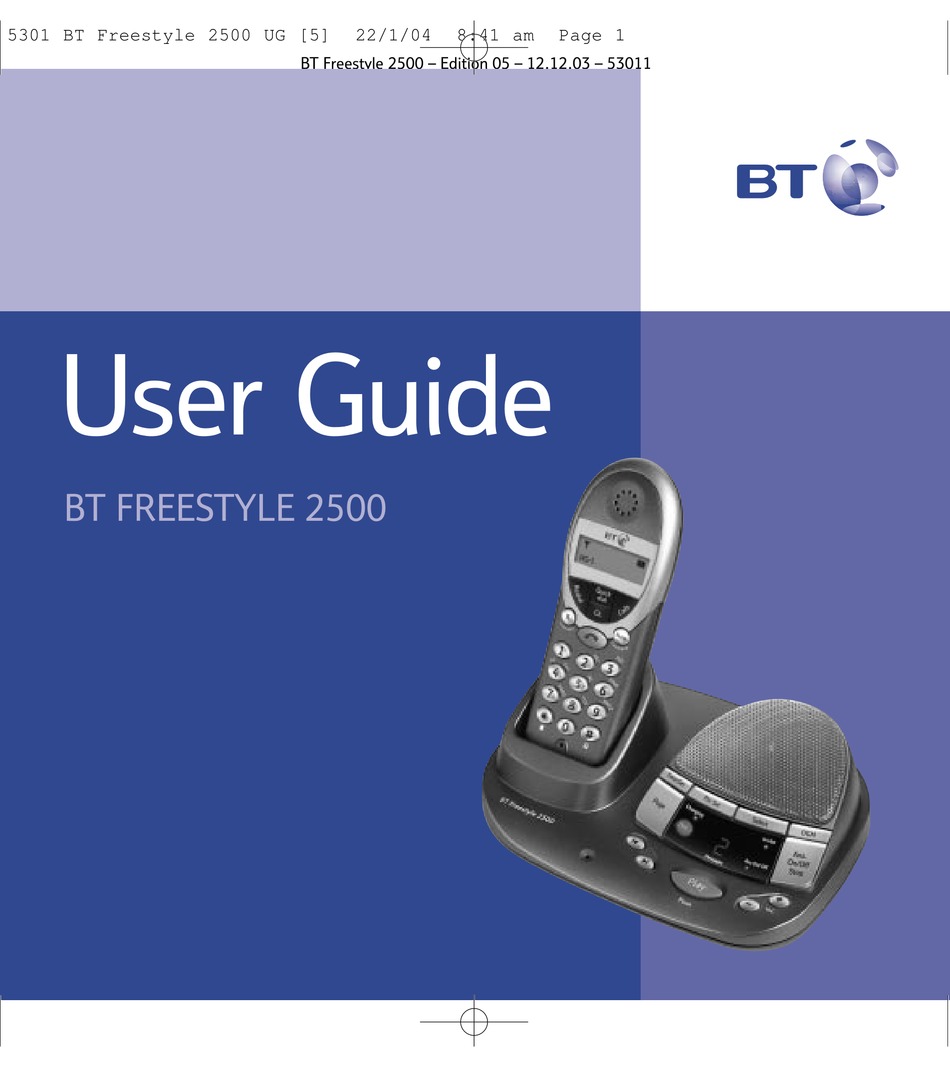 BT FREESTYLE 2500 USER MANUAL Pdf Download ManualsLib