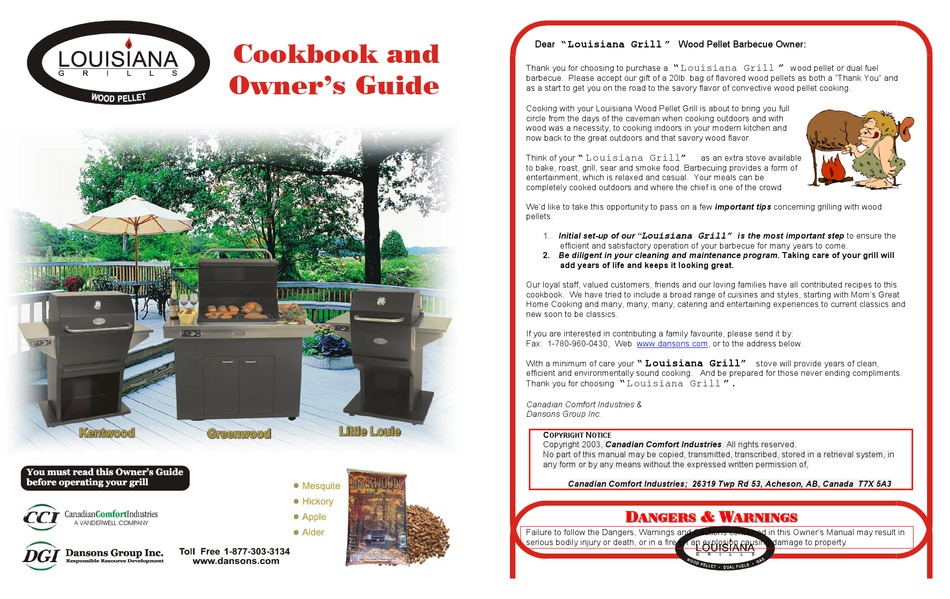 LOUISIANA GRILLS KENTWOOD COOKBOOK AND OWNER'S MANUAL Pdf Download