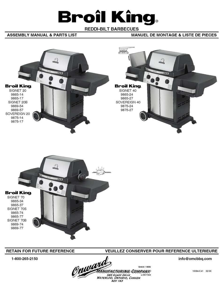 Broil King Sig 20 Assembly Manual And Parts List Pdf Download Manualslib