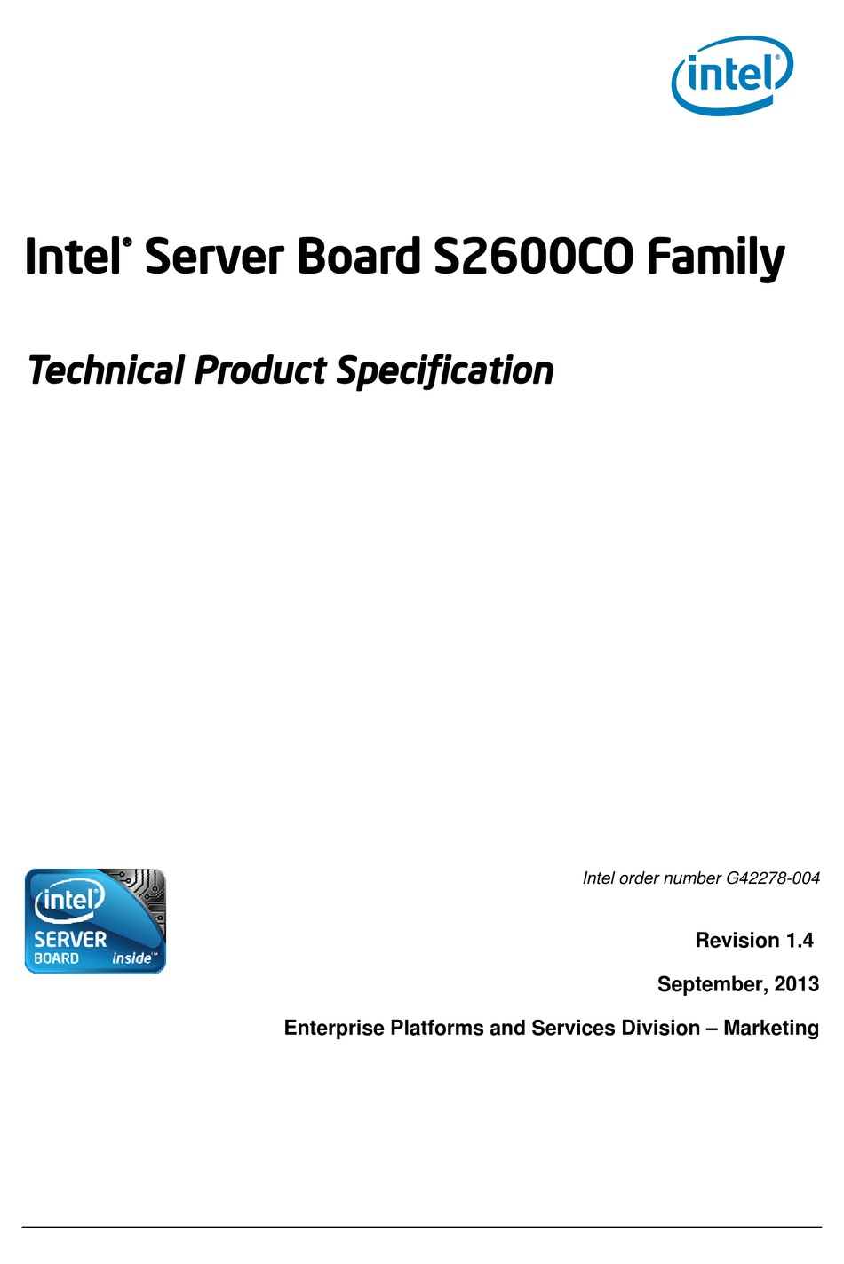 INTEL S2600CO SERIES USER MANUAL Pdf Download ManualsLib
