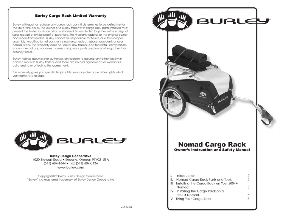 burley canto owners manual