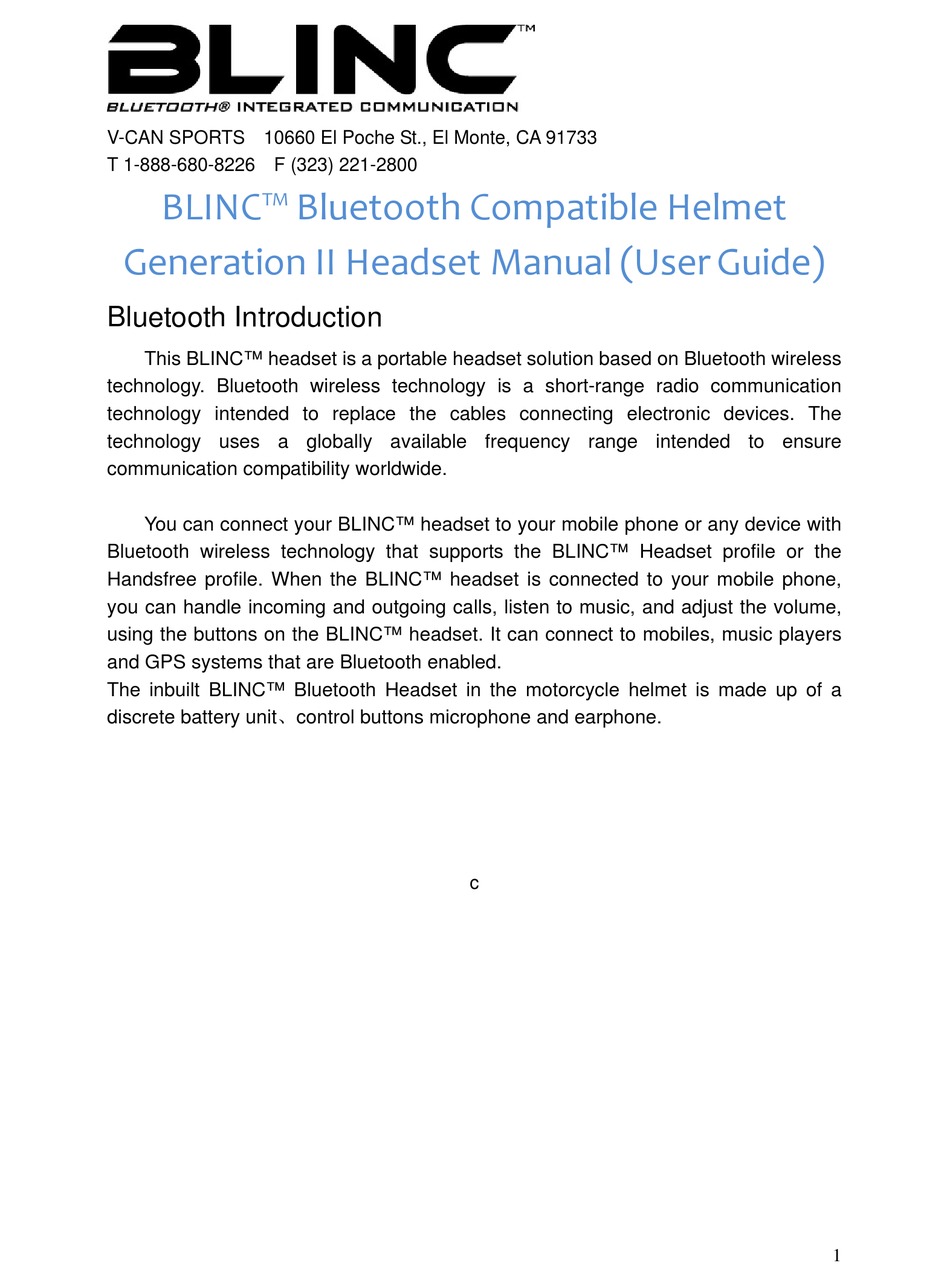 torc blinc bluetooth helmet manual