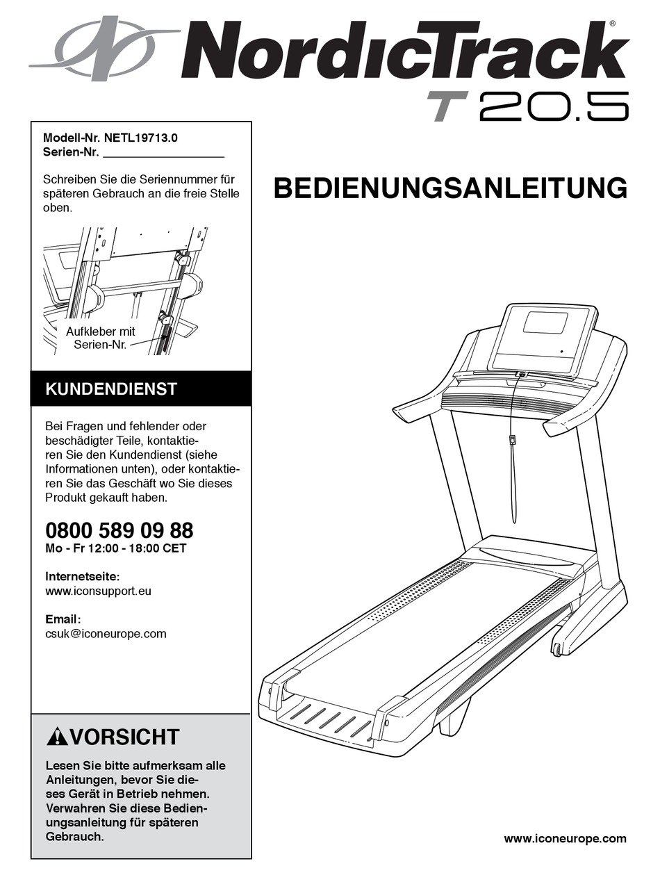 NORDICTRACK T 20.5 TREADMILL BEDIENUNGSANLEITUNG Pdf Download ManualsLib