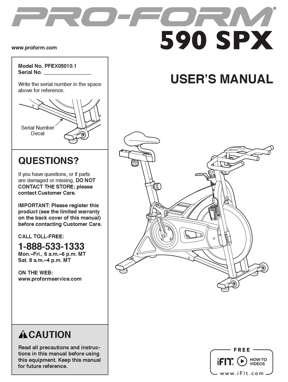 PROFORM 590 SPX BIKE MANUAL Pdf Download | ManualsLib