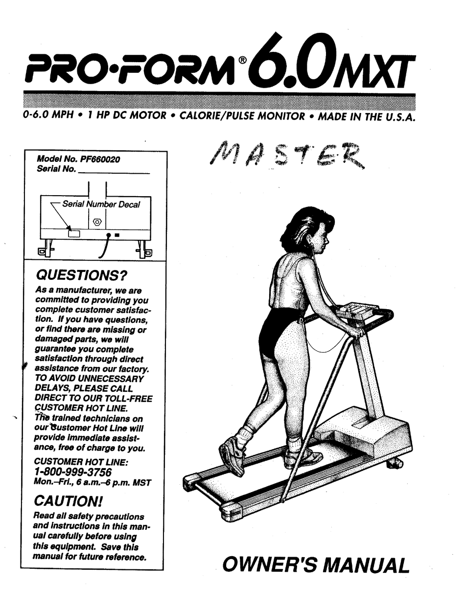 PRO FORM 6.0 MXT MANUAL Pdf Download ManualsLib