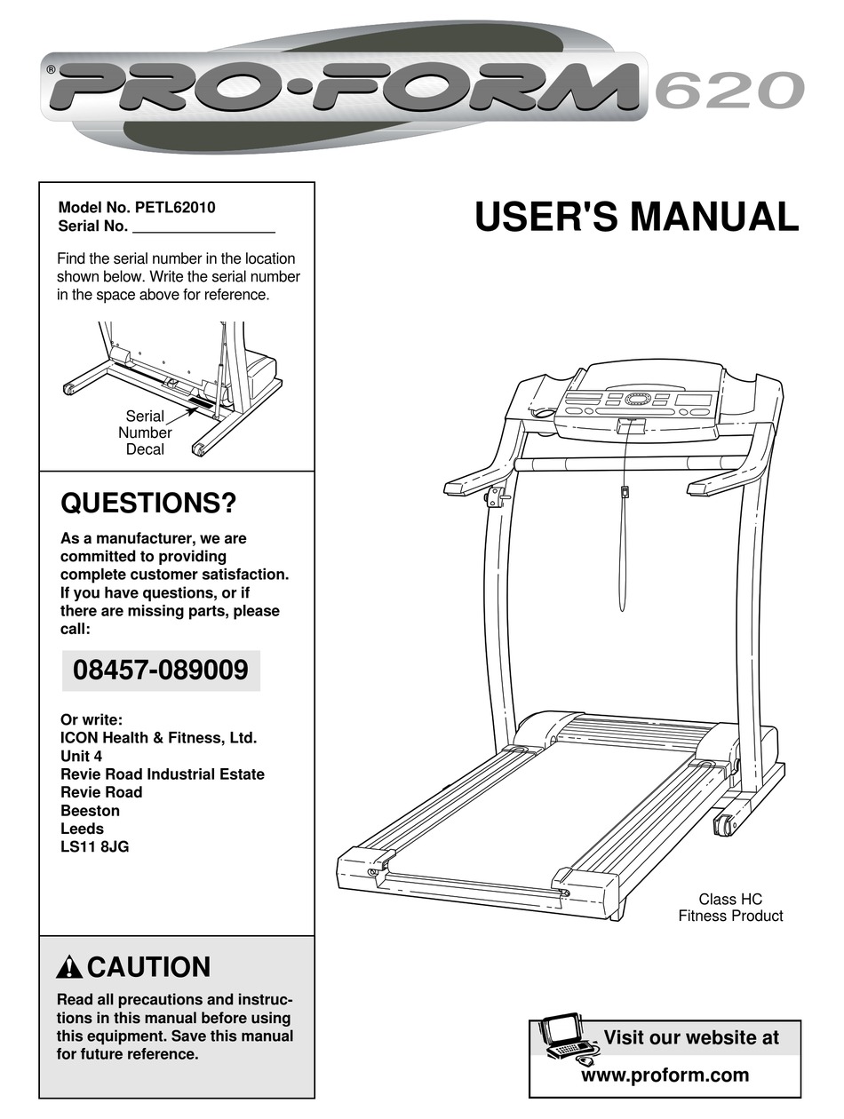 PROFORM 620 USER MANUAL Pdf Download ManualsLib