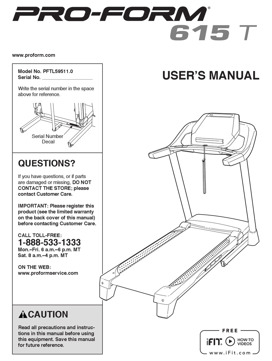 proform xp 615 treadmill manual