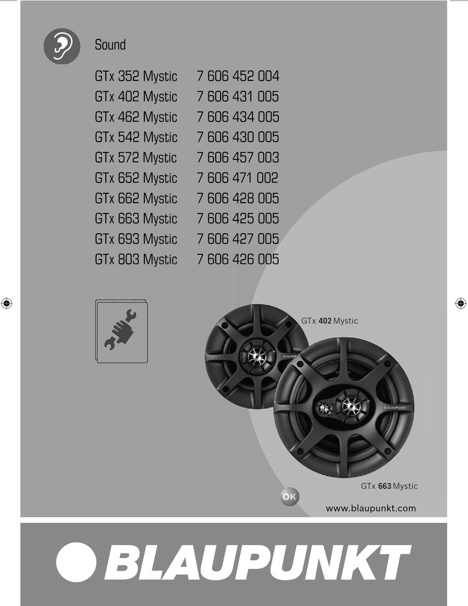 BLAUPUNKT GTX 352 MYSTIC OPERATING INSTRUCTIONS MANUAL Pdf Download