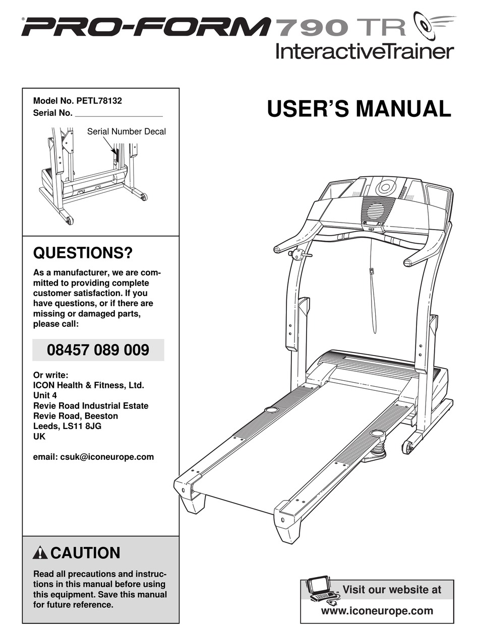 PRO FORM 790TR TREADMILL USER MANUAL Pdf Download ManualsLib