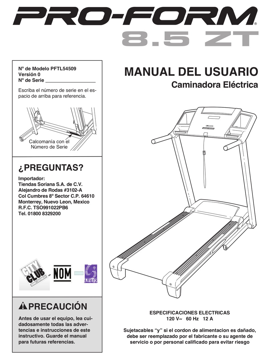 Proform 8.0 best sale zt treadmill manual