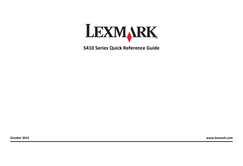 Lexmark S410 Series Quick Reference Manual Pdf Download Manualslib