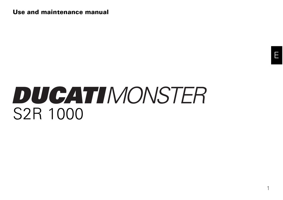 DUCATI MONSTER S2R 1000 USE AND MAINTENANCE MANUAL Pdf Download 