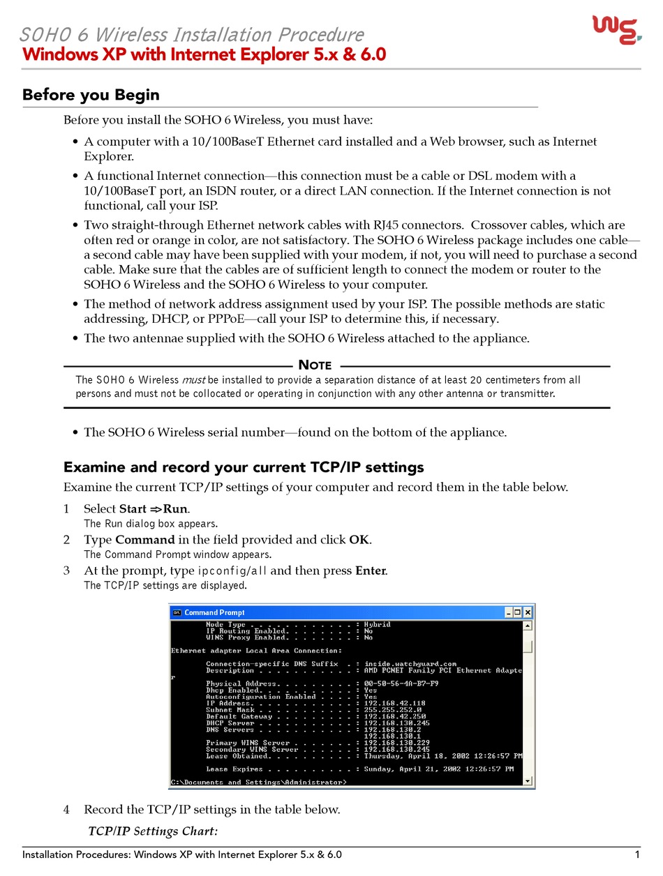 WATCHGUARD SOHO 6 WIRELESS INSTALLATION PROCEDURES MANUAL Pdf Download ManualsLib