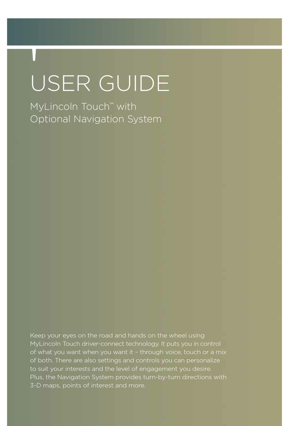 LINCOLN MYLINCOLN TOUCH USER MANUAL Pdf Download ManualsLib
