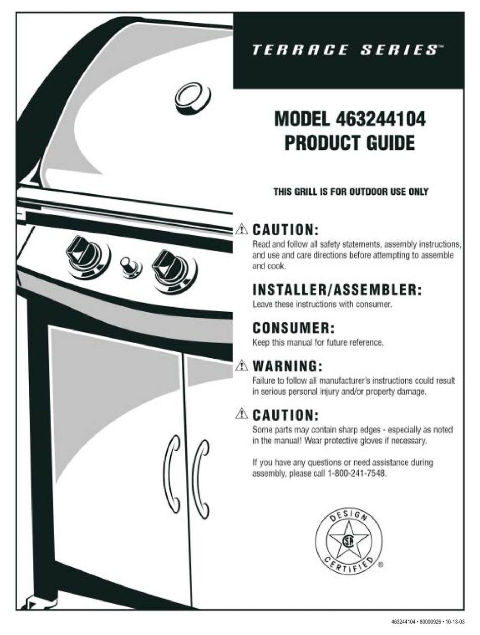 CHAR BROIL TERRACE SERIES PRODUCT MANUAL Pdf Download ManualsLib