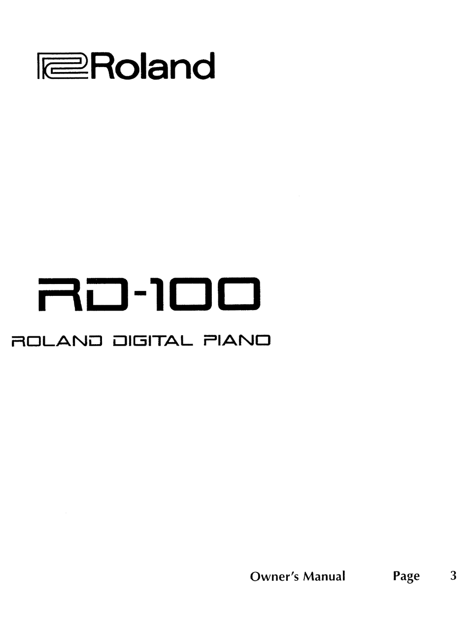 Roland Rd 100 Owner S Manual Pdf Download Manualslib