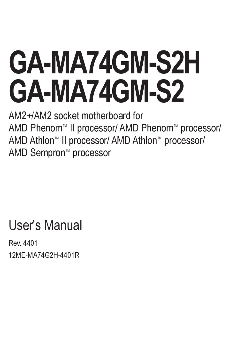 GIGABYTE GA-MA74GM-S2 USER MANUAL Pdf Download | ManualsLib