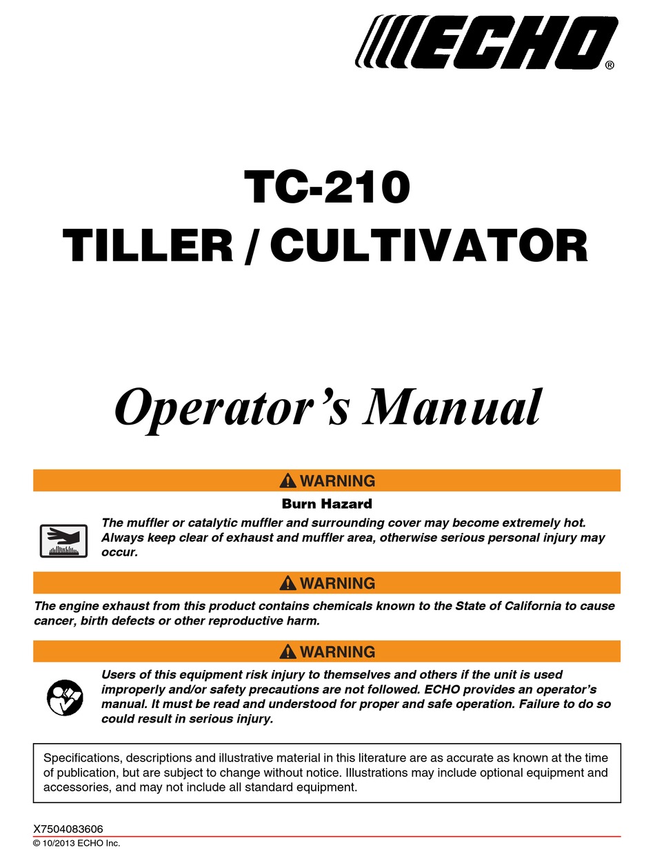 ECHO TC210 OPERATOR'S MANUAL Pdf Download ManualsLib