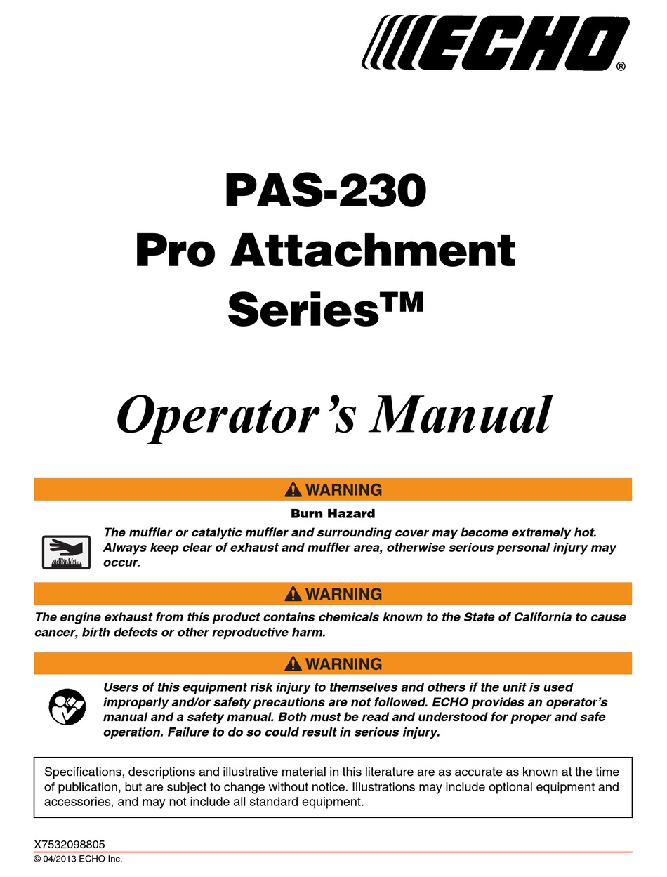 ECHO PAS230 OPERATOR