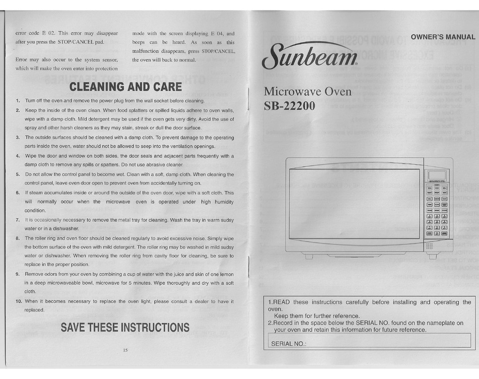 Sunbeam 1 cu. ft. Microwave - SBMW1049SS