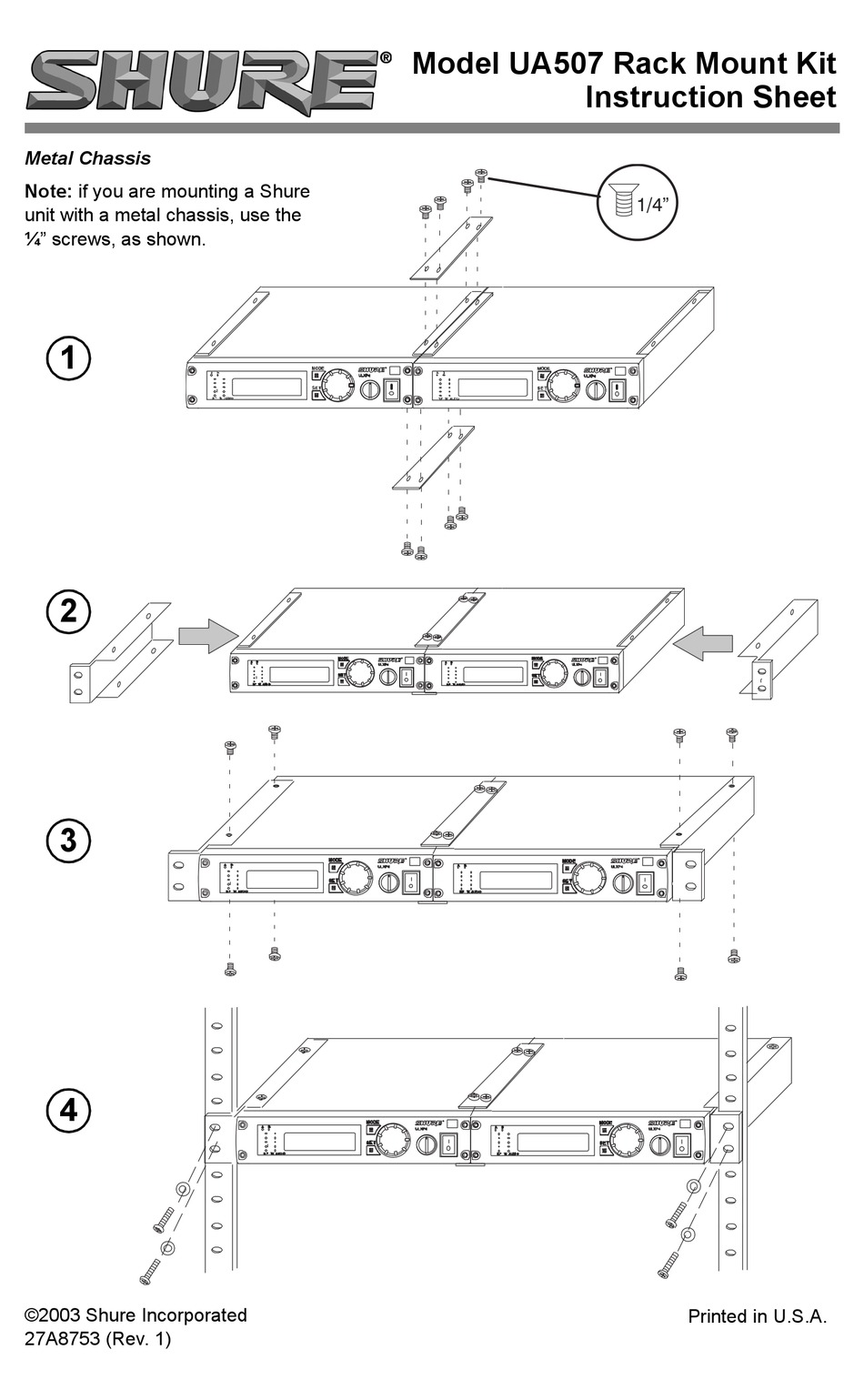 SHURE UA507 INSTRUCTIONS Pdf Download | ManualsLib