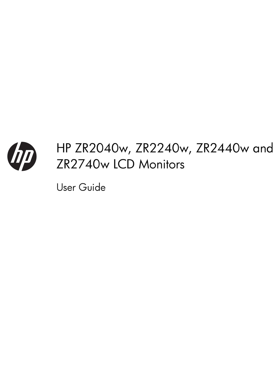 HP ZR2040W USER MANUAL Pdf Download | ManualsLib