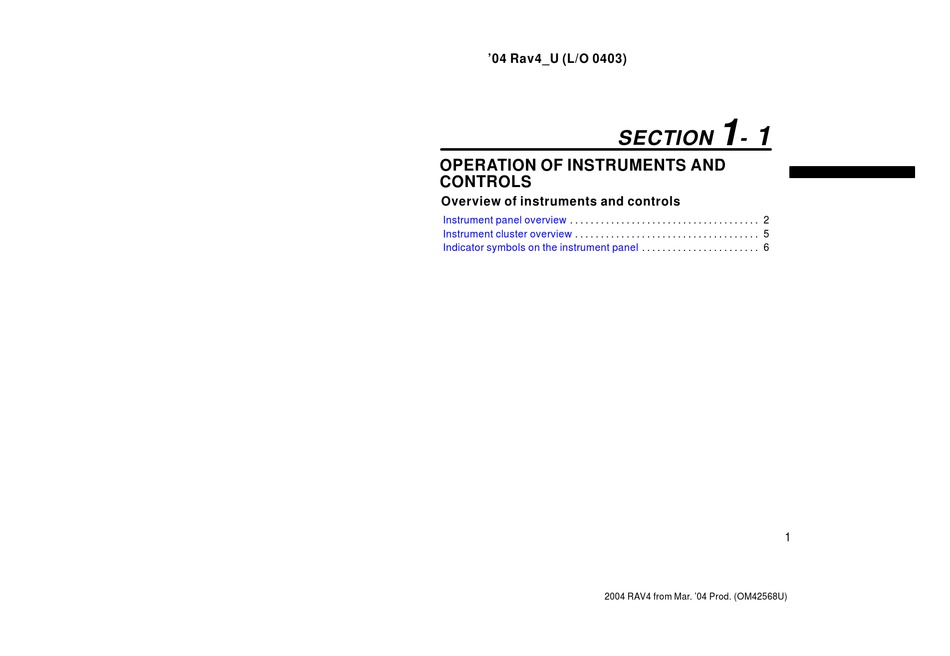 TOYOTA RAV4 2004 OPERATING MANUAL Pdf Download | ManualsLib