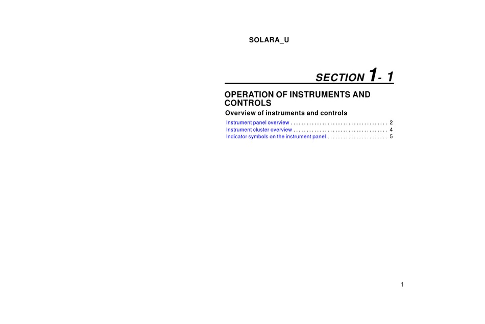 TOYOTA SOLARA OPERATING MANUAL Pdf Download | ManualsLib