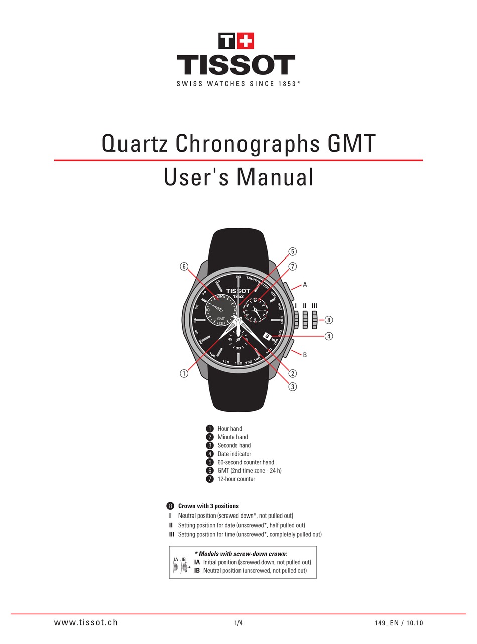 Tissot Gmt User Manual Pdf Download Manualslib