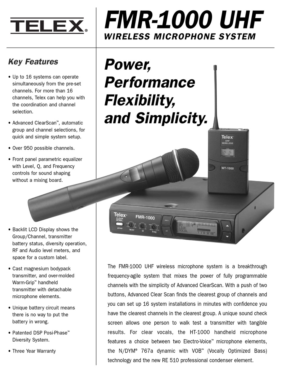 TELEX FMR 1000 SPECIFICATION Pdf Download ManualsLib