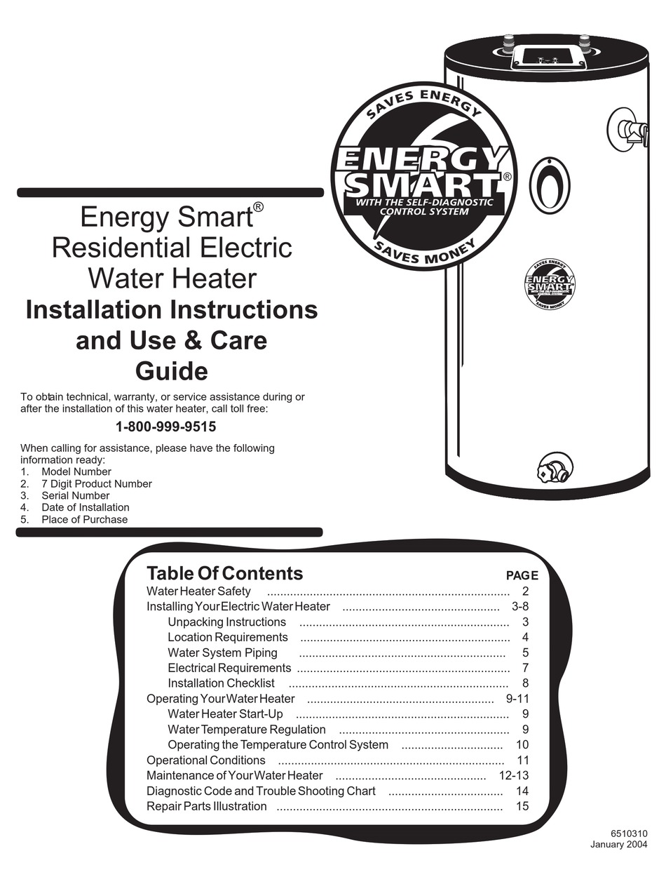 AMERICAN WATER HEATER ENERGY SMART RESIDENTIAL ELECTRIC WATER HEATER