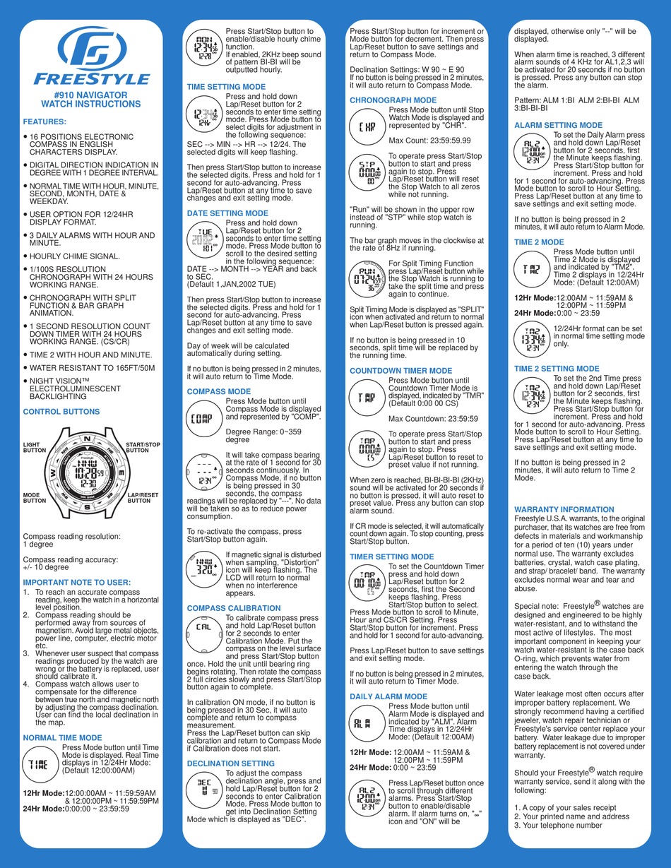 Freestyle 910 Navigator Instructions Pdf Download Manualslib