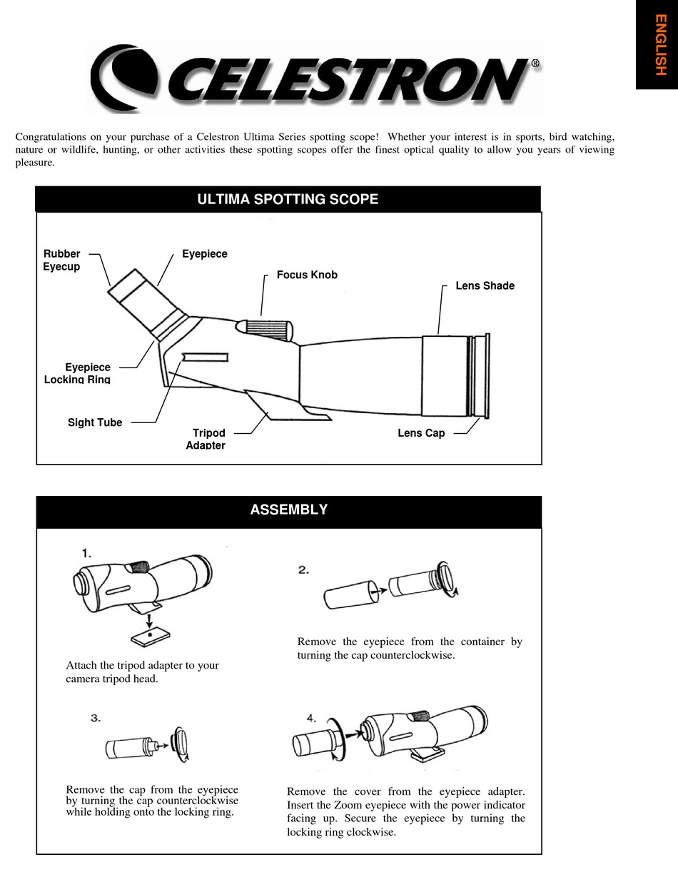 Celestron Ultima Series Instruction Manual Pdf Download Manualslib