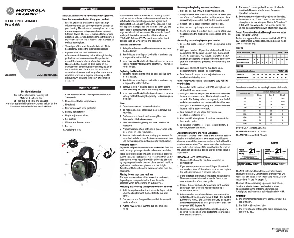 MOTOROLA TALKABOUT MHP71 USER MANUAL Pdf Download | ManualsLib