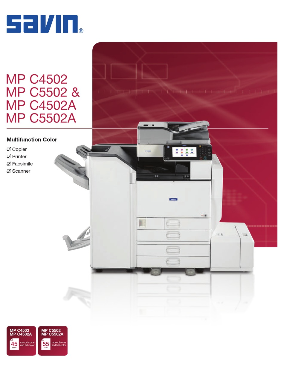 SAVIN MP C4502 MANUAL Pdf Download ManualsLib