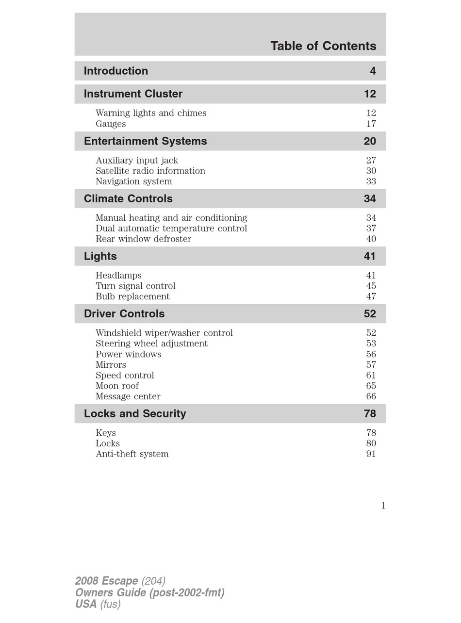 FORD ESCAPE OWNER'S MANUAL Pdf Download ManualsLib