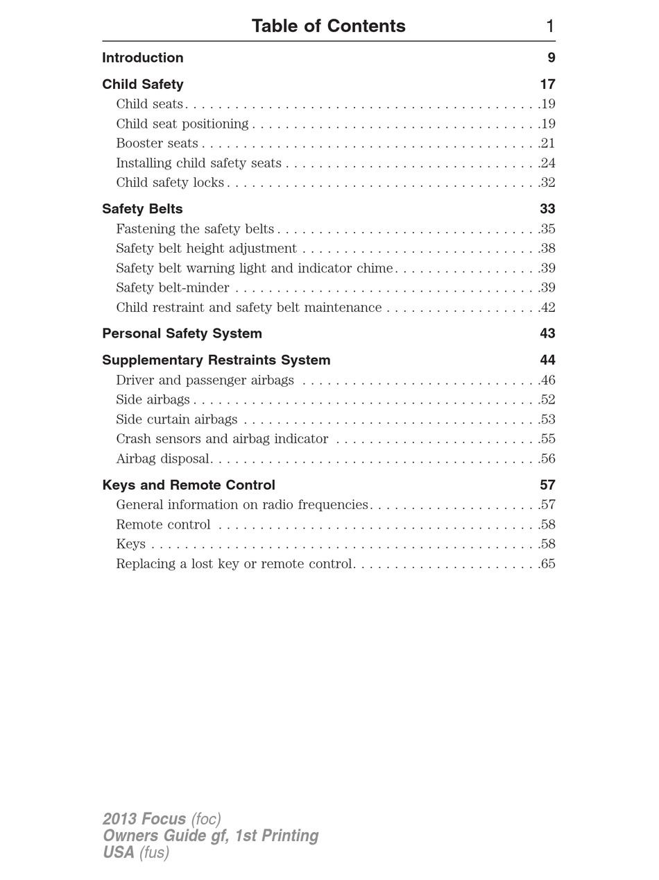 FORD FOCUS OWNER'S MANUAL Pdf Download ManualsLib