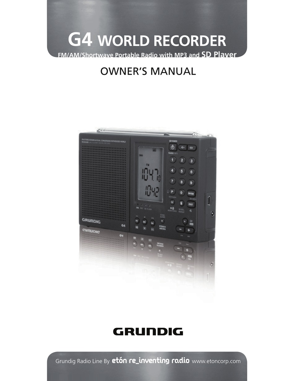 GRUNDIG G4 WORLD RECORDER OWNER'S MANUAL Pdf Download | ManualsLib