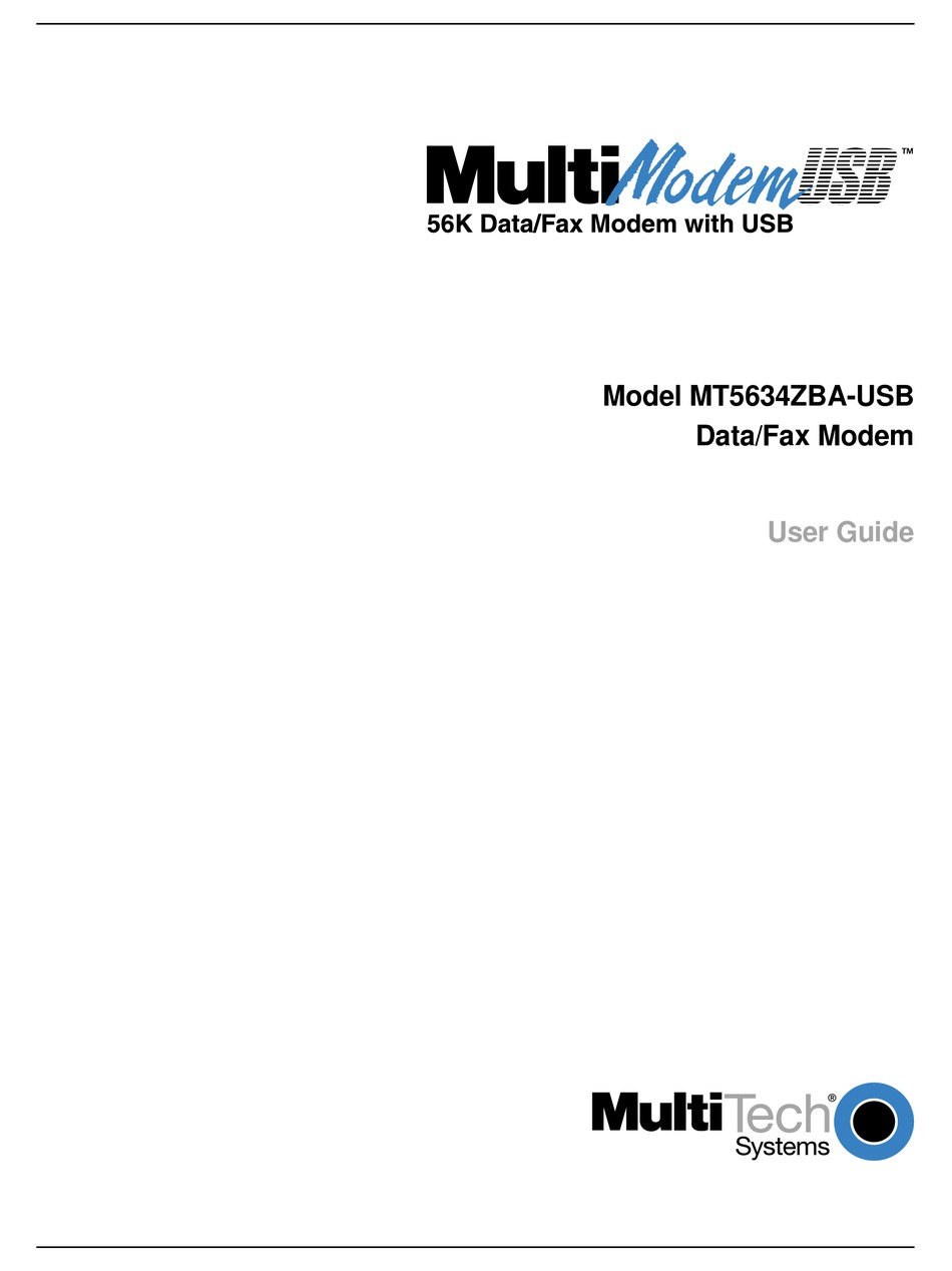 MULTITECH MULTIMODEM USB MT5634ZBAUSB USER MANUAL Pdf Download