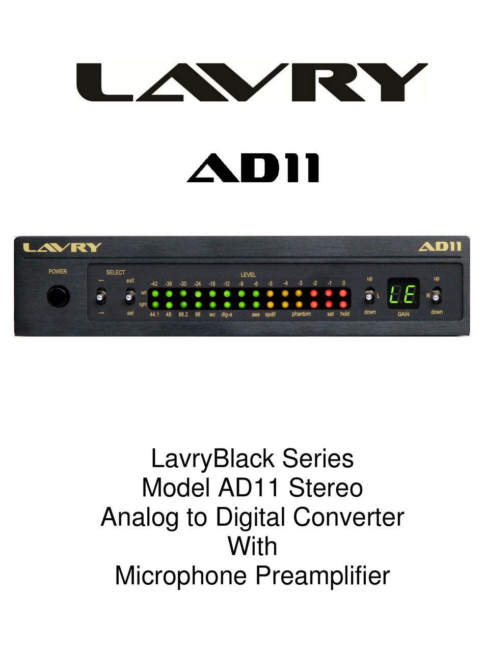 LAVRY AD11 MANUAL Pdf Download | ManualsLib