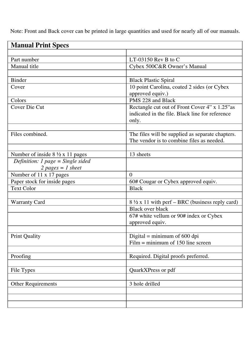 CYBEX 500C OWNER'S MANUAL Pdf Download 