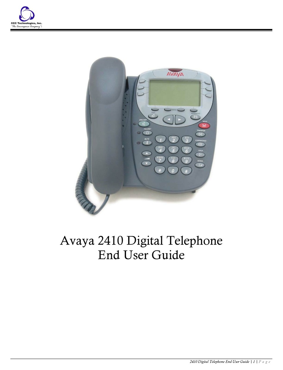 AVAYA 2410 END USER MANUAL Pdf Download | ManualsLib