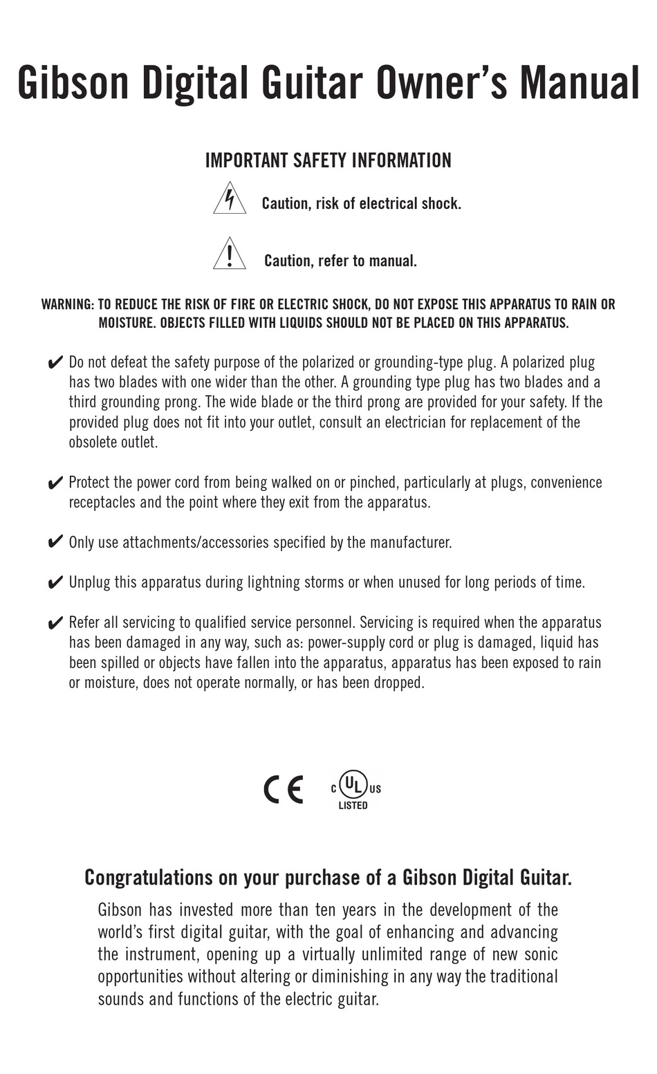 GIBSON DIGITAL GUITAR OWNER'S MANUAL Pdf Download ManualsLib