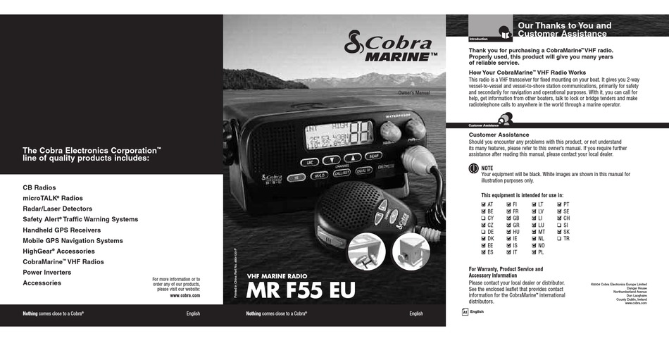 COBRA MARINE MRF55 EU OWNER'S MANUAL Pdf Download | ManualsLib