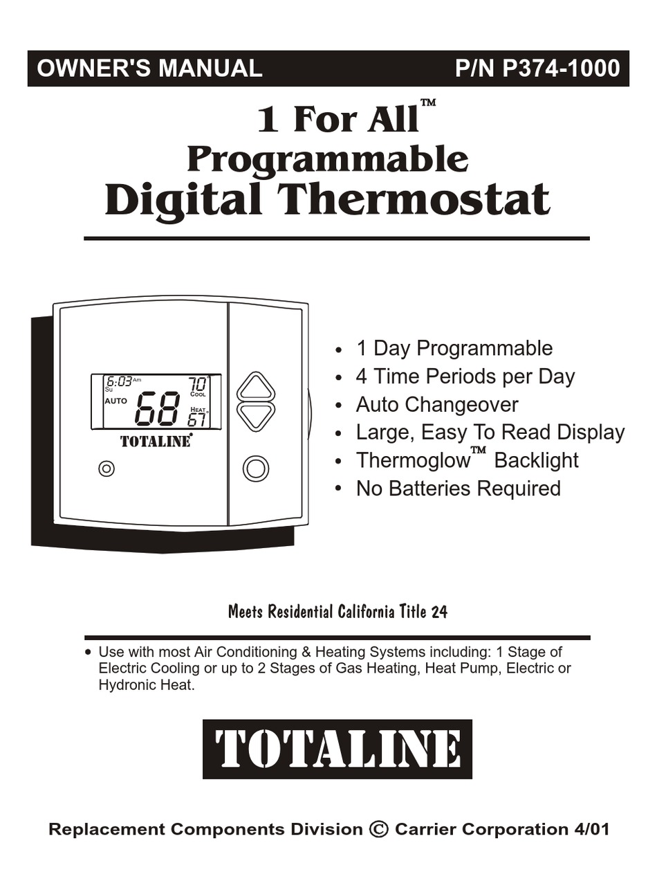 Totaline P374 1000 Owner S Manual Pdf Download Manualslib