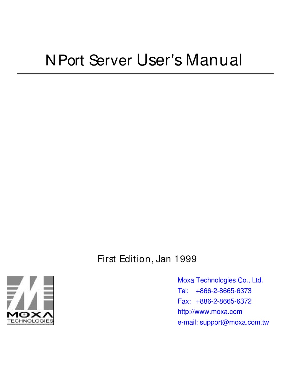 MOXA TECHNOLOGIES NPORT USER MANUAL Pdf Download ManualsLib